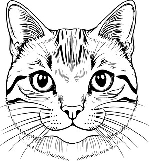 Tabby Cat Stare - Printable coloring page