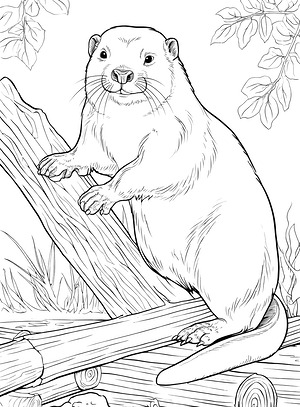 Beaver Building Simple Dam - Printable coloring page