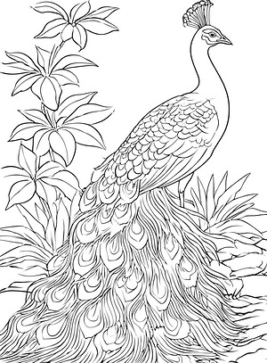 Peacock Tail Spread - Printable coloring page