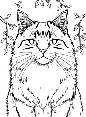Fluffy Face and Whiskers - Printable coloring page