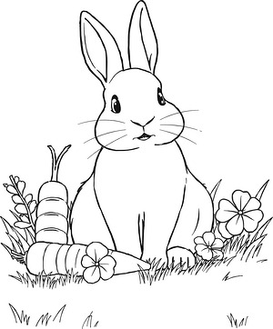 Rabbit with Big Ears - Printable coloring page