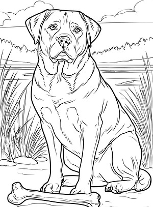 Dog with Chew Toy - Printable coloring page