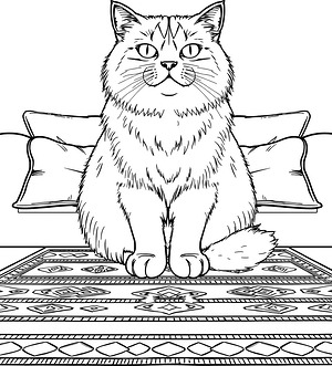 Persian Cat Portrait - Printable coloring page