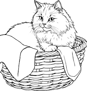 Basket Full of Whiskers - Printable coloring page