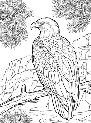 Eagle on Thick Branch - Printable coloring page
