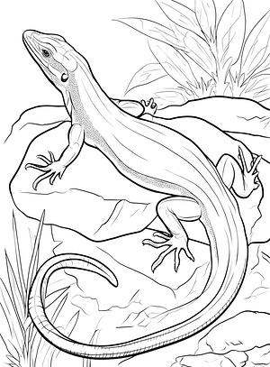 Lizard on Flat Rocks - Printable coloring page