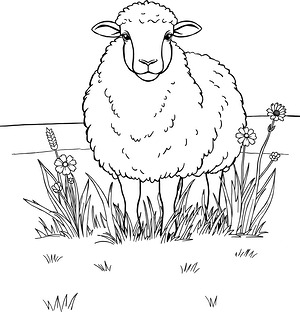 Sheep on Green Hill - Printable coloring page