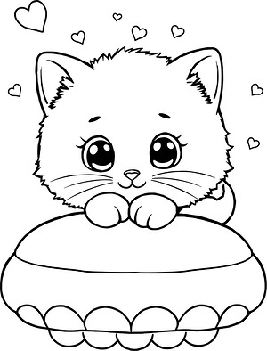 Curled Up Cat Nap - Printable coloring page
