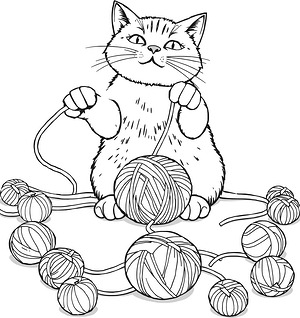 Playful Yarn Tangle - Printable coloring page