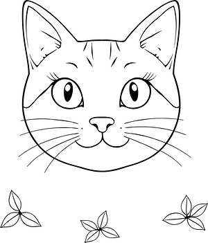 Curious Cat Face - Printable coloring page