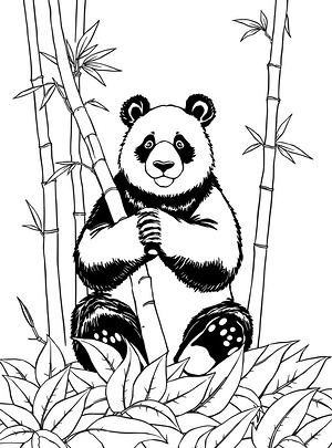 Panda in Bamboo Grove - Printable coloring page