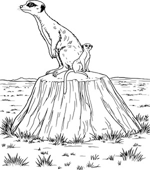 Meerkat on Lookout - Printable coloring page
