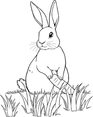Bunny in Tall Grass - Printable coloring page