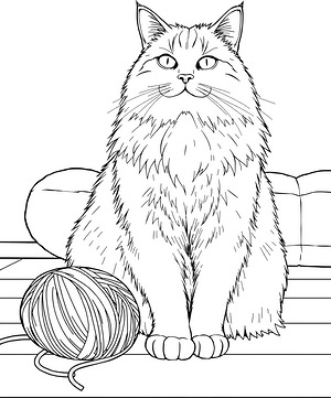 Cat Lounging on Cushion - Printable coloring page
