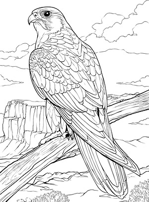 Raptor on Rocky Ledge - Printable coloring page
