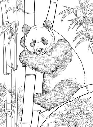 Panda Holding Bamboo - Printable coloring page