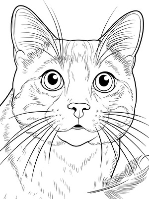 Surprised Cat Face - Printable coloring page