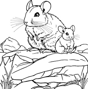 Pair of Chinchillas Resting - Printable coloring page