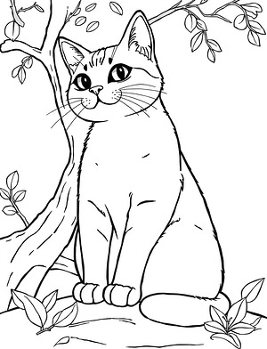 Cat Paws on Branch - Printable coloring page