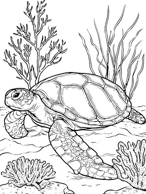 Sea Turtle Coral Spot - Printable coloring page