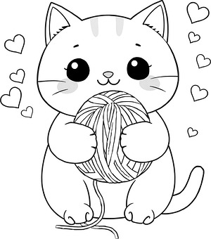 Playful Paws and Thread - Printable coloring page