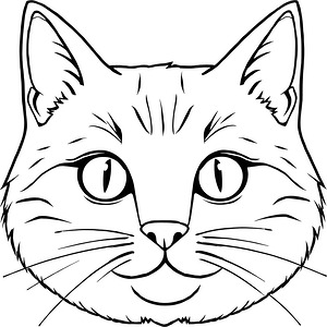 Wide-Eyed Cat Face - Printable coloring page