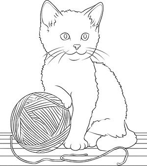 Two Kittens Chasing Mouse - Printable coloring page
