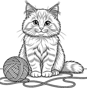 Cat Paws and Yarn - Printable coloring page