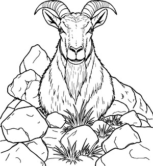 Highland Goat Portrait - Printable coloring page