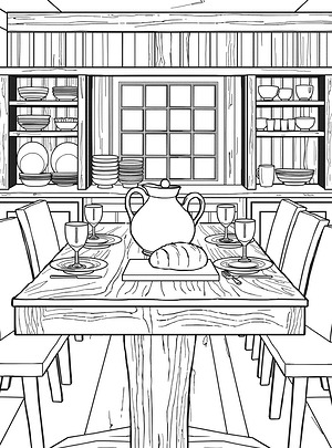 Farmhouse Table Setting coloring page