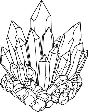 Amethyst Crystal Cluster Formation - Printable coloring page