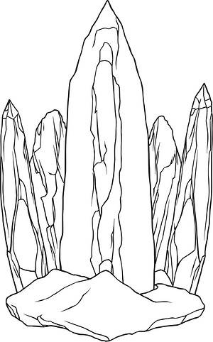 Tall Selenite Crystals - Printable coloring page