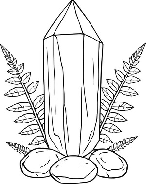 Quartz Point and Leaves - Printable coloring page