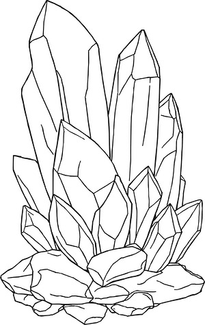 Smoky Quartz Cluster - Printable coloring page