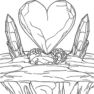 Rhodonite Heart Crystal - Printable coloring page