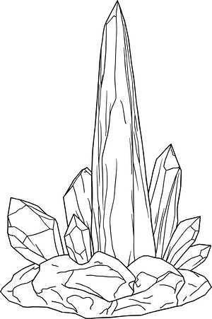 Big Black Tourmaline Crystal - Printable coloring page