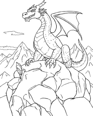 Dragon Guards Mountain Treasure - Printable coloring page