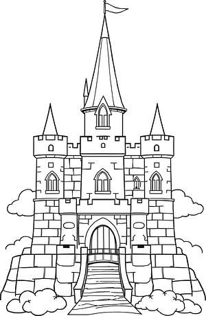 Fortress in the Sky - Printable coloring page