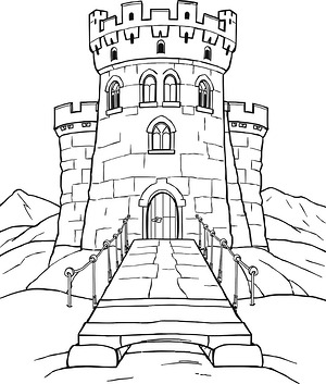 Fairy Tale Castle Tower - Printable coloring page