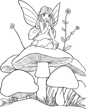 Forest Fairy at Rest - Printable coloring page