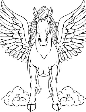 Winged Pegasus Guardian - Printable coloring page