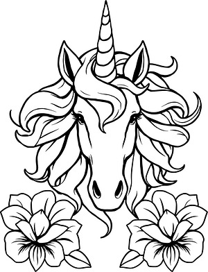 Unicorn Portrait - Printable coloring page