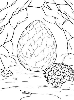 Large Cracked Dragon Egg - Printable coloring page