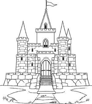 Castle Towers and Gate - Printable coloring page