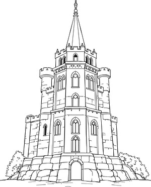 Enchanted Castle Tower - Printable coloring page
