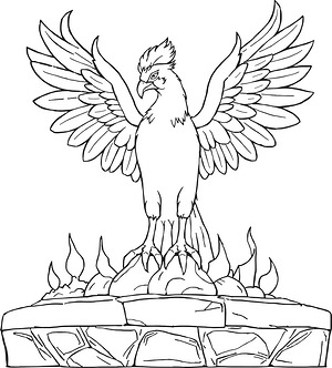 Phoenix Over Hot Ashes - Printable coloring page