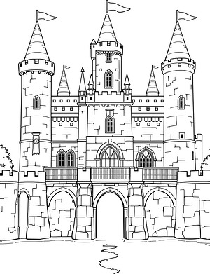 Fairy Tale Castle Gate - Printable coloring page