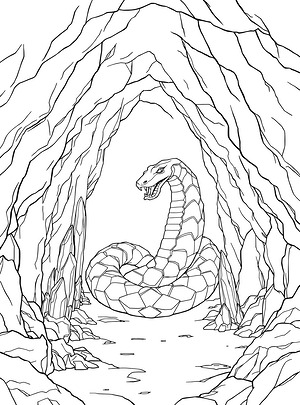 Crystal Serpent Awakening - Printable coloring page