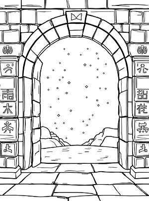 Portal Through Ancient Stone - Printable coloring page