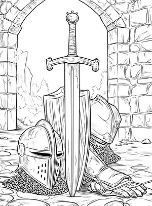 Knight's Resting Greatsword - Printable coloring page
